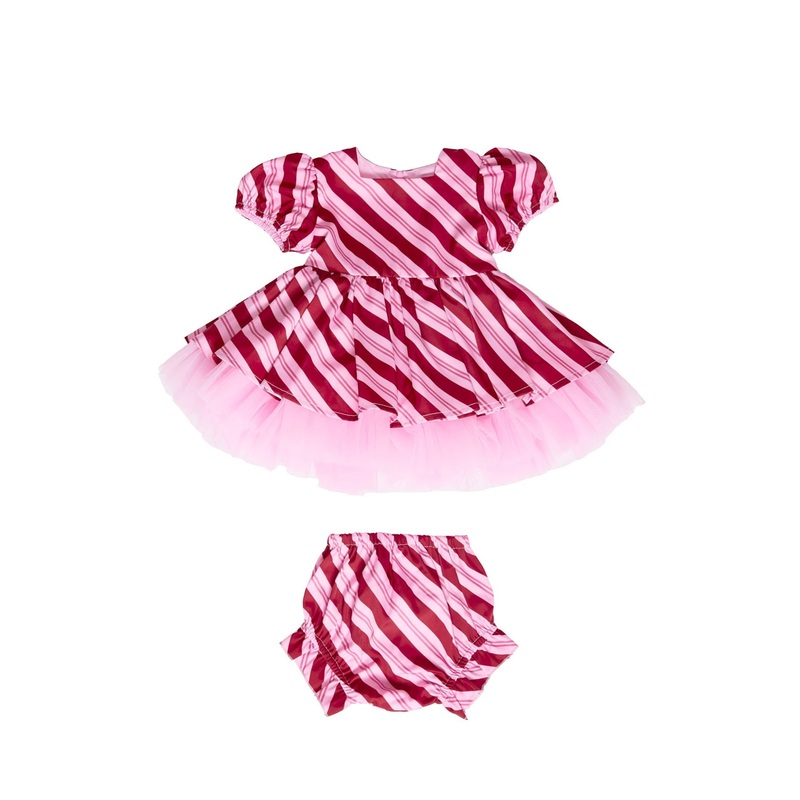 Baby Scottie Dress Set in Candy Cane Stripes 0-3M