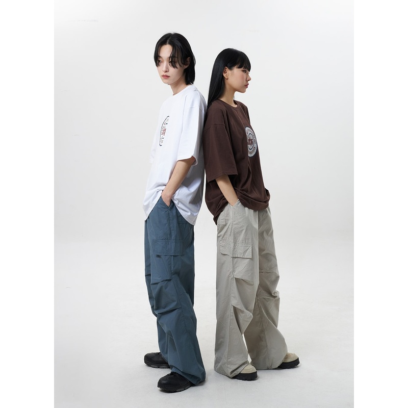 Cargo Wide Pants Unisex CY319 Light beige One Size