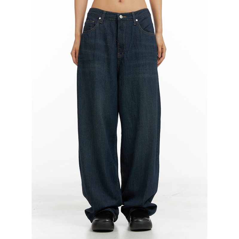 Dark Wash Wide Jeans CU305 Dark blue S