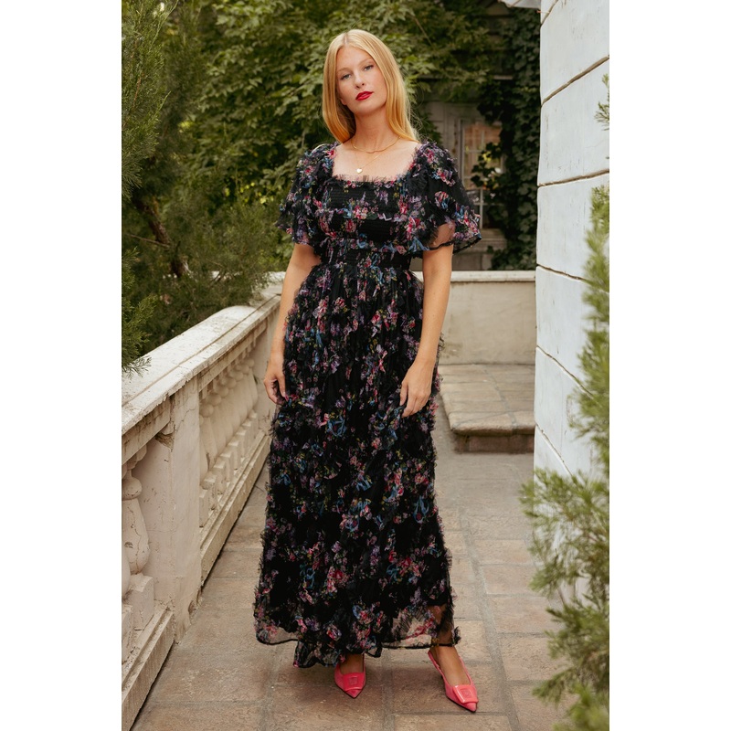 Florentina Dress in Obsidian Garden XXS