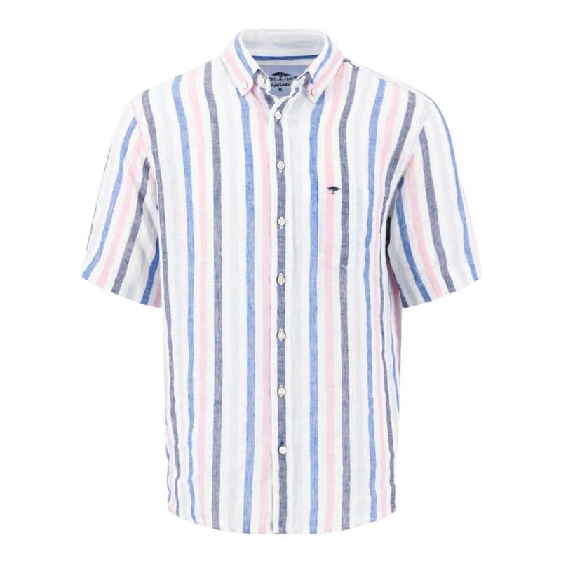 Fynch-Hatton Colourful Linen Stripes Shirt Peony/White Medium