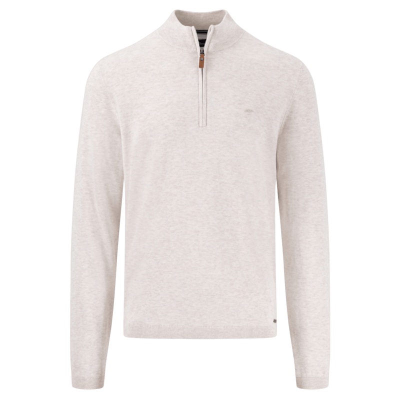 Fynch-Hatton Lightweight Cotton Troyer 1/4 Zip Sweater New Off White Medium