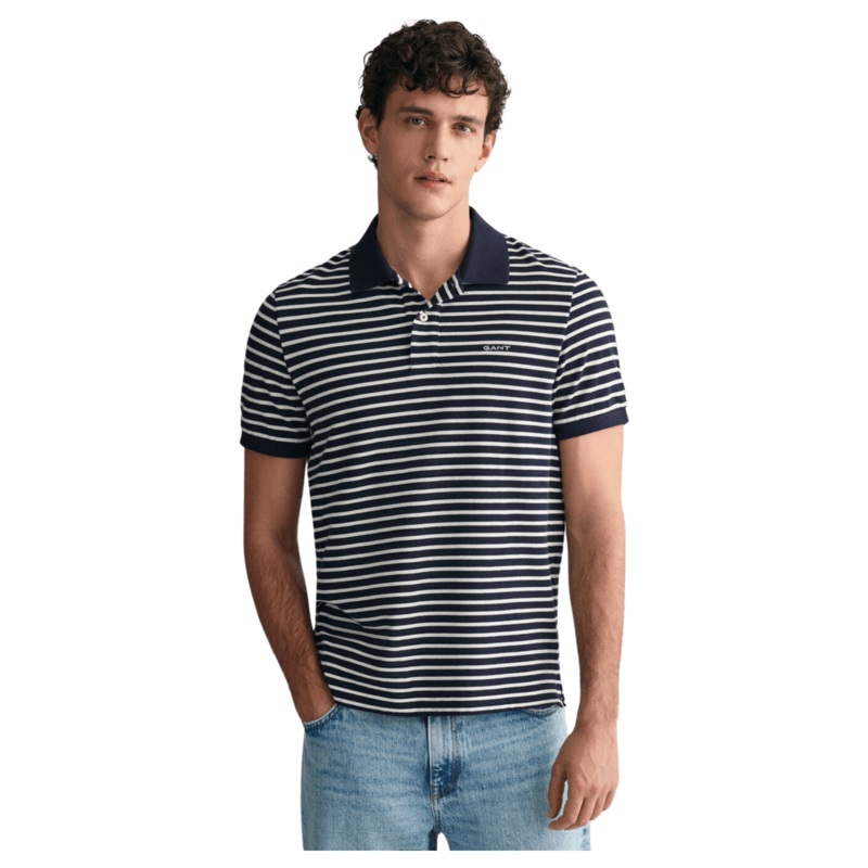GANT Stripe T-Shirt Evening Blue Small