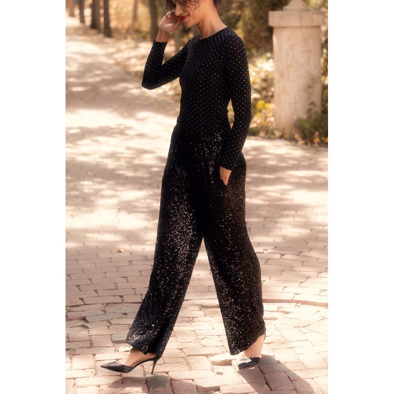 Gloria Pants in Black Sequin XXS