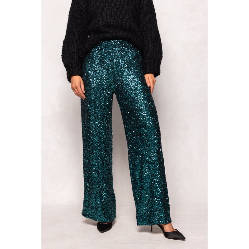 Gloria Pants in Emerald Sequin XXS