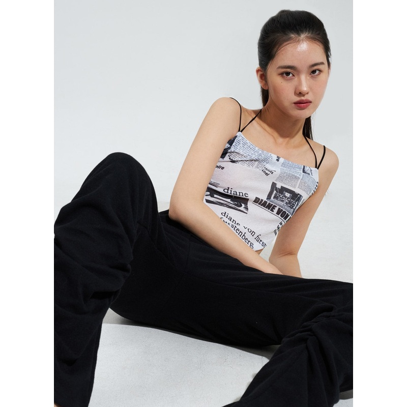 Newspaper Print Top IY322 White S/M