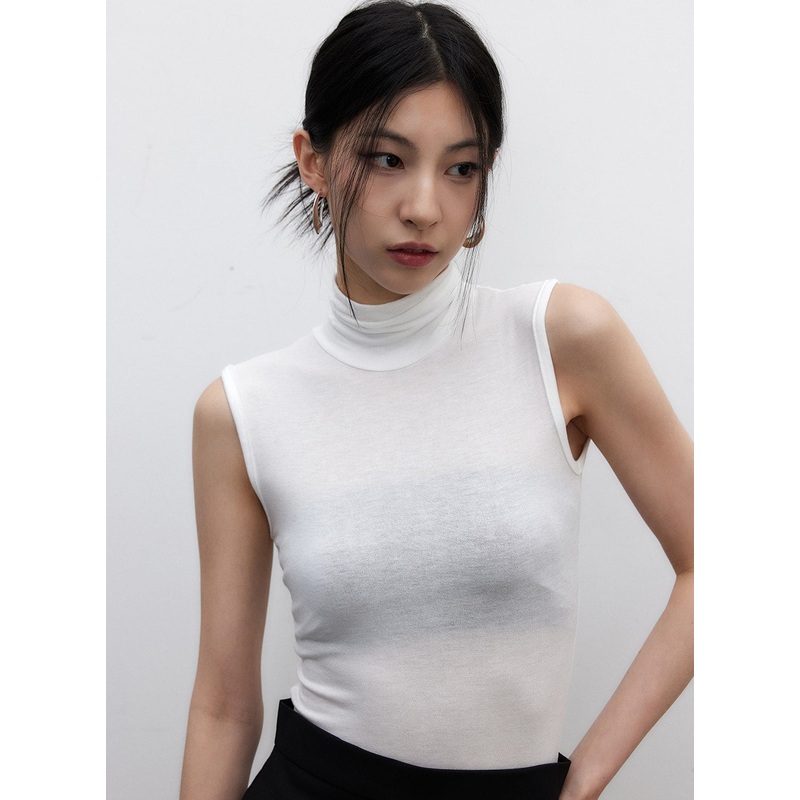 Sleeveless Mesh Turtleneck IY326 White S/M