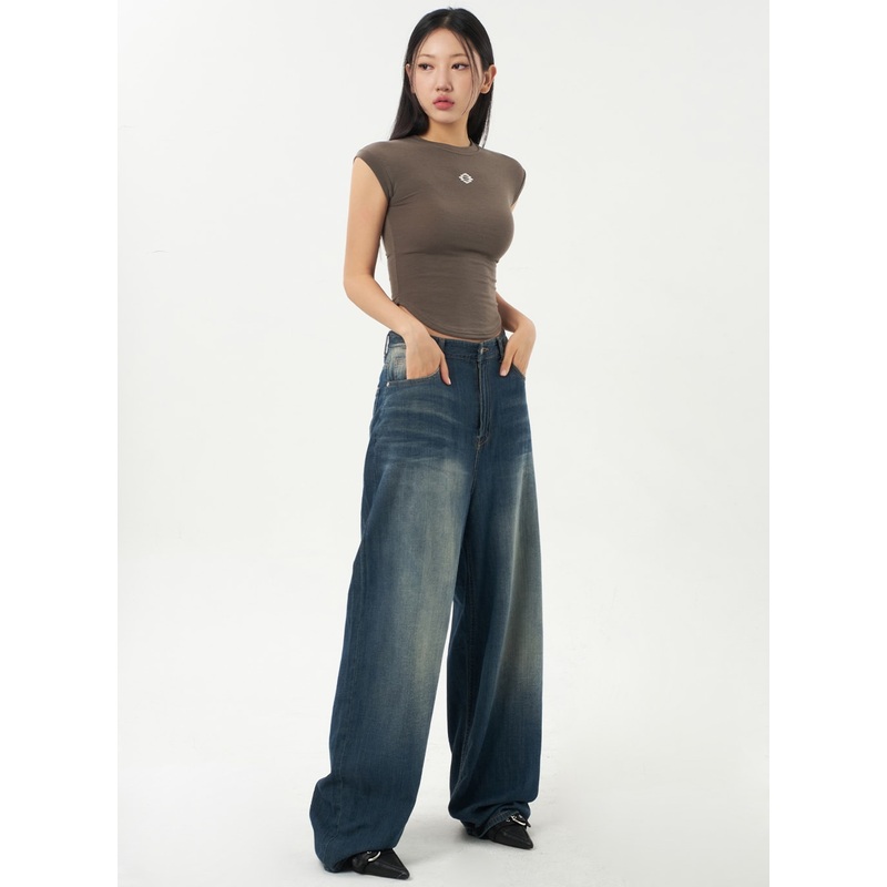 Baggy Low Rise Jeans CA326 Dark blue S