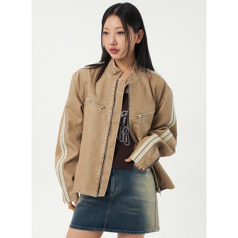 Biker Jacket Unisex CA325 Beige M/L
