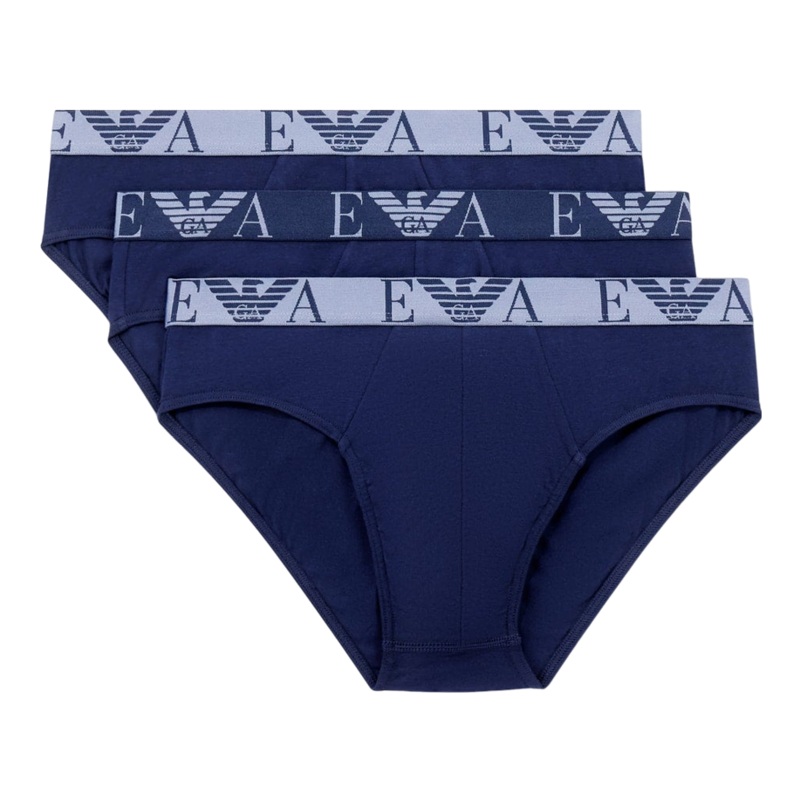 Emporio Armani Briefs 3 Pack Blue/Blue/Blue Medium