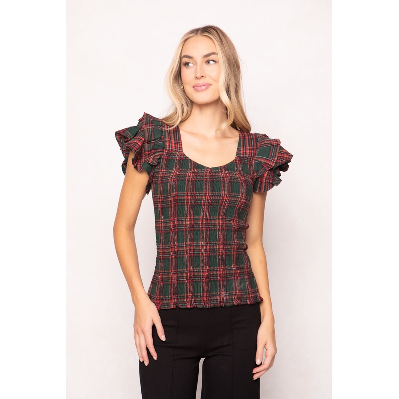 Hattie Top in Evergreen Plaid XX Small