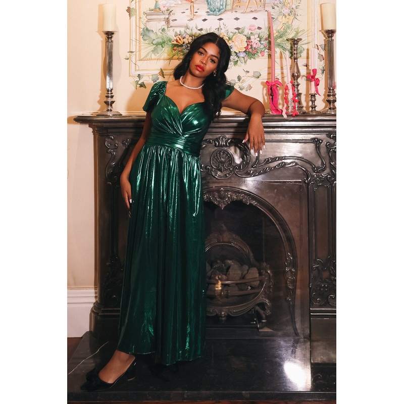 Hera Dress in Metallic Green XX Small