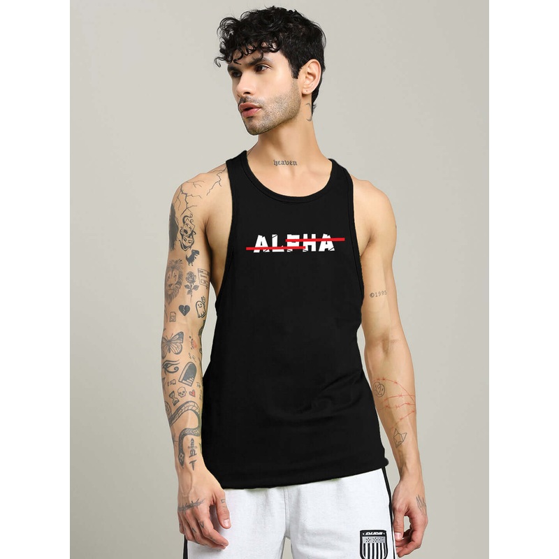 JOJO ALPHA PRINTED GYM T-SHIRT BLACK XS