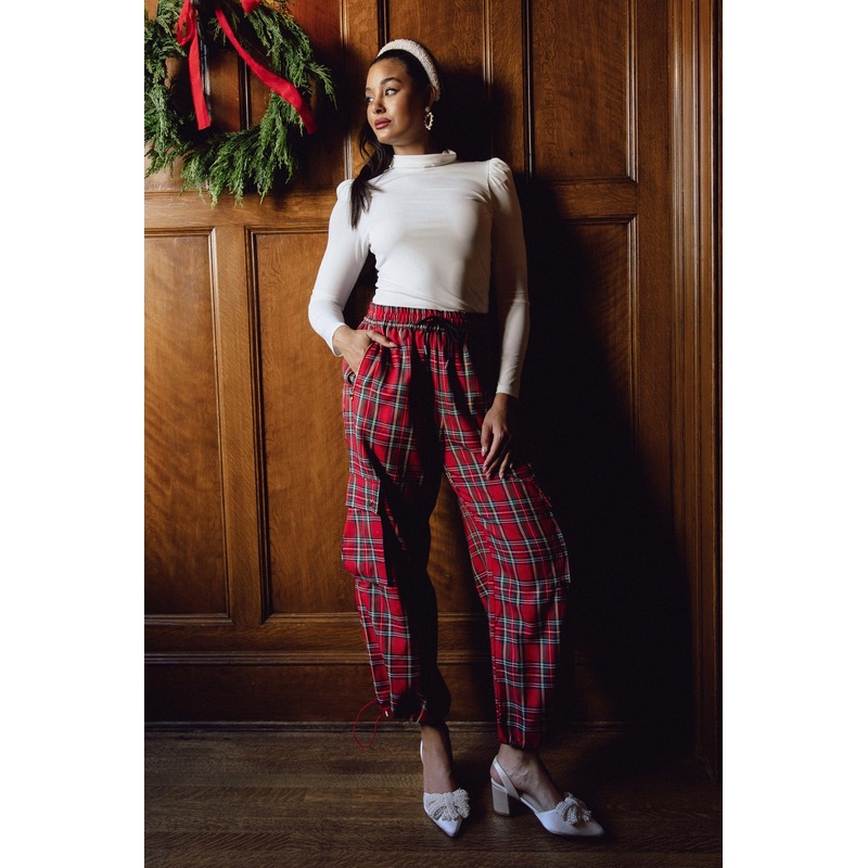 Nicole Cargo Pants in Holiday Plaid XX Small