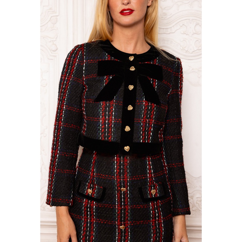 Reagan Jacket in Deep Navy Plaid XX Small