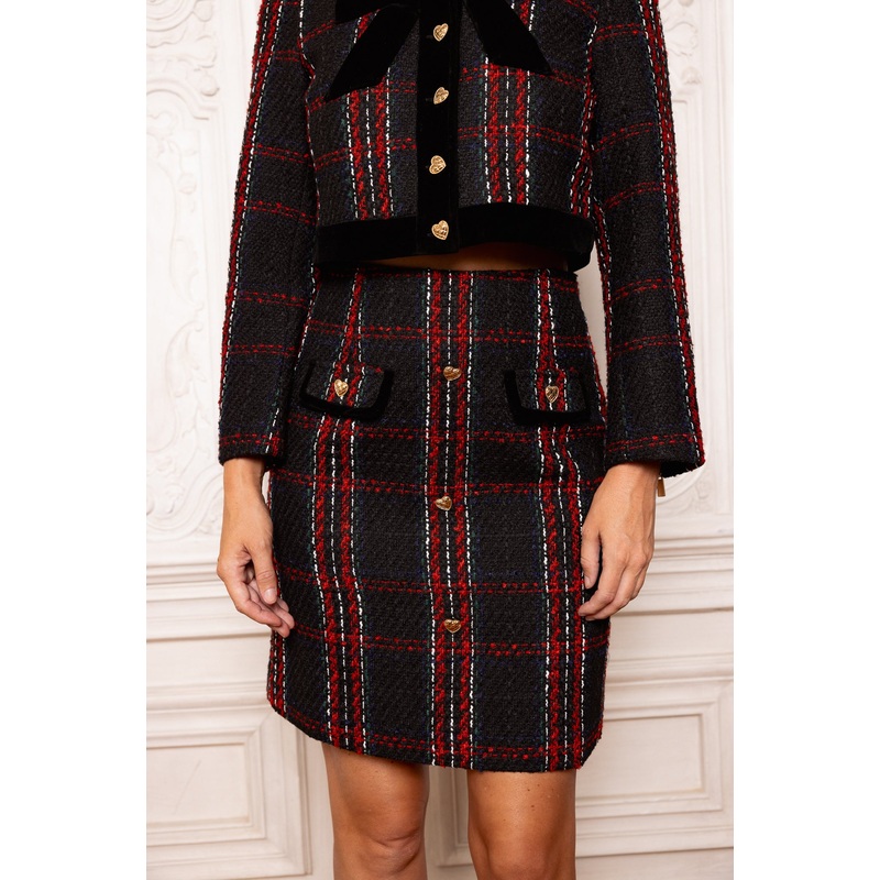 Reagan Skirt in Deep Navy Plaid XX Small