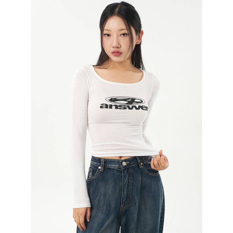 Scoop Neck Graphic Top CA325 White S/M