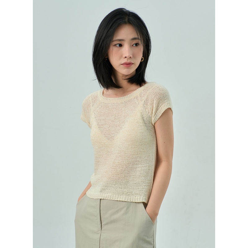 Short Sleeve Mesh Sweater OY310 White S/M