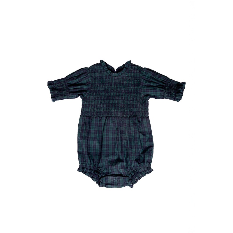 Baby Finley Romper in Twilight Pine Plaid 0-3M