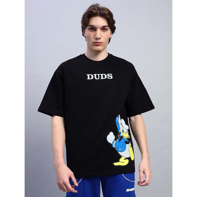 DONALD DUCK PRINTED OVERSIZED T-SHIRT BLACK XS
