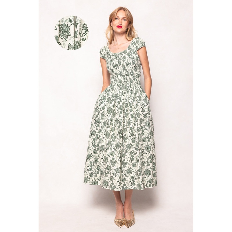 Marlow Cap Sleeve Dress in Vintage Sage Bloom XXS