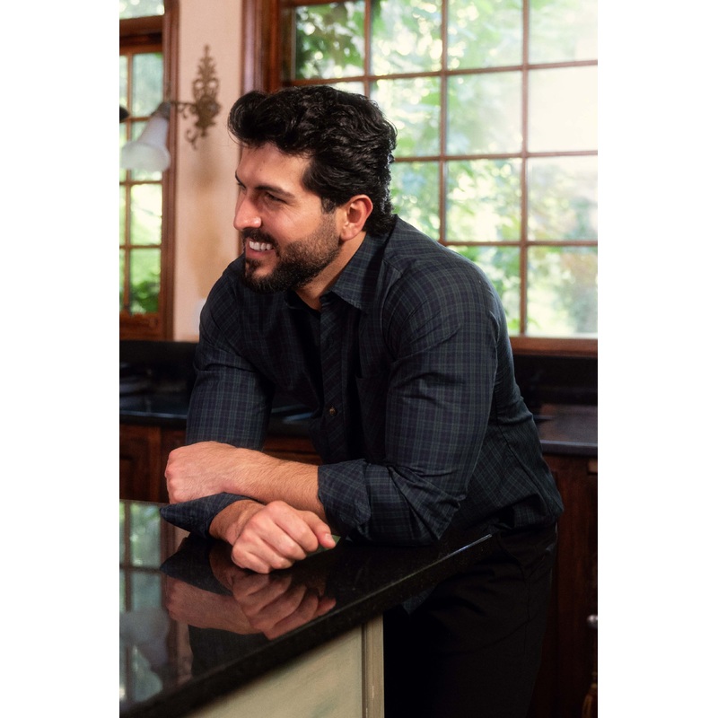 Mens John Shirt in Twilight Pine Plaid Small