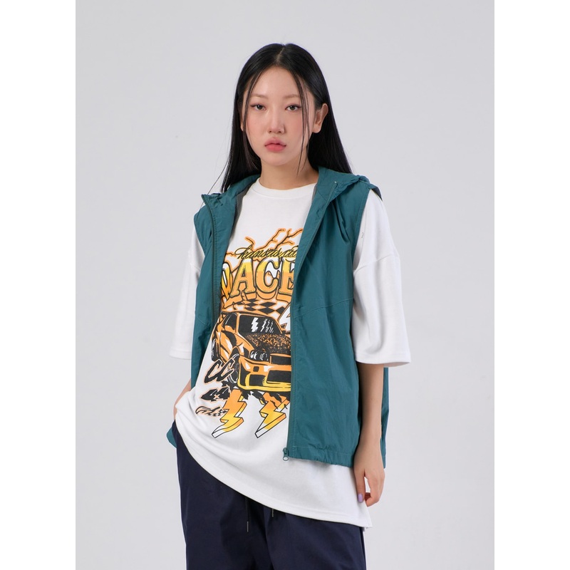 Nylon Hoodie Vest IA304 White M/L