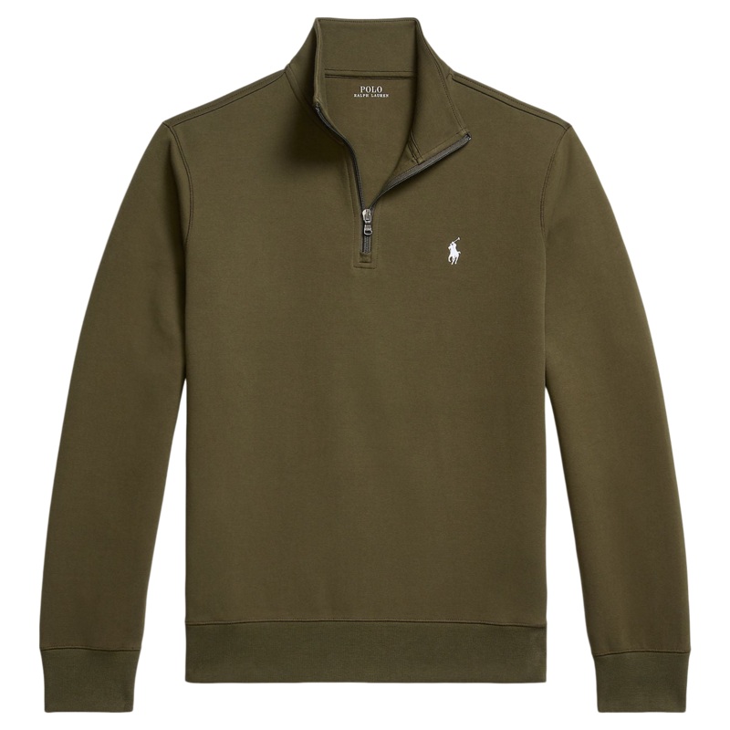 Polo Ralph Lauren Long Sleeve Zip Neck Sweatshirt Company Olive/C2338 Small
