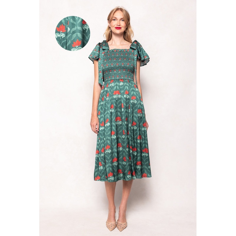 Rayna Dress in Green Floral Block XXS