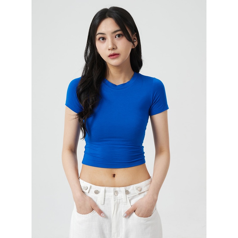 Slim Fit Crop Short Sleeve Tee BM304 White S