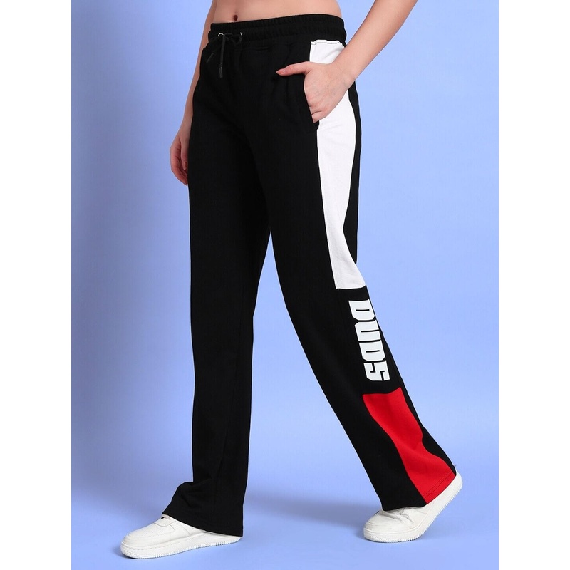 WOMENS BELGIANS RELAXED-FIT JOGGERS BLACK RED XS