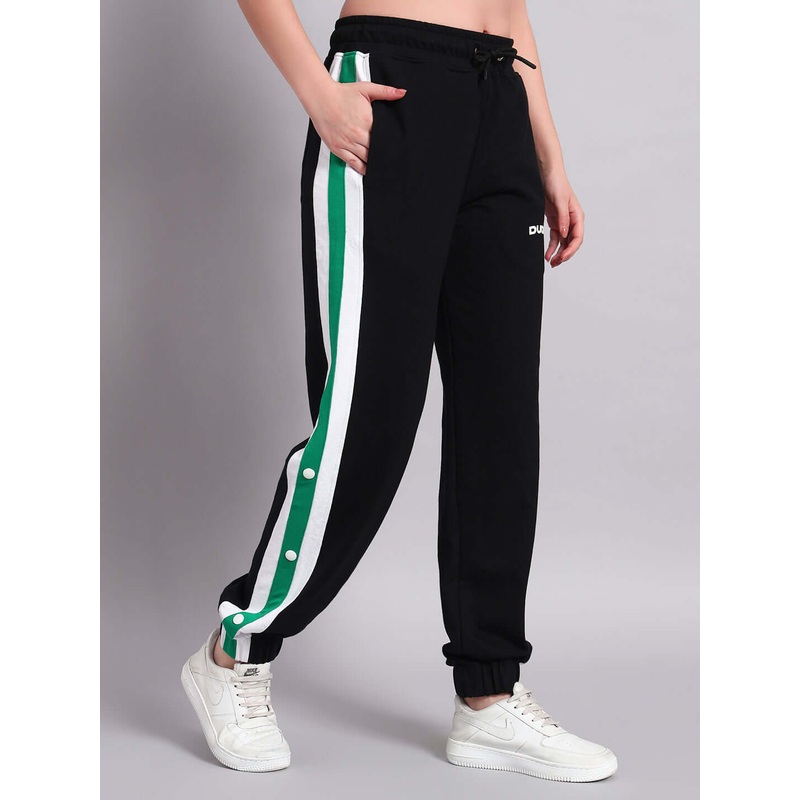 WOMENS EMIRATI STRIPED JOGGERS BLACK-GREEN XS