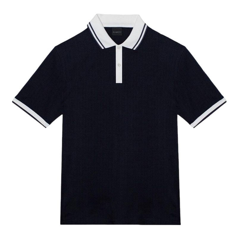 Bugatti Herringbone Knit Polo Navy Medium