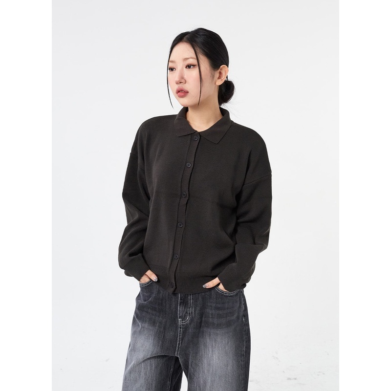 Button Collar Cardigan CM315 White S/M