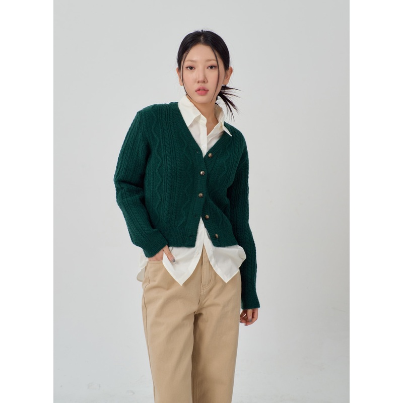 Cropped Knit Cardigan IM315 Beige S/M