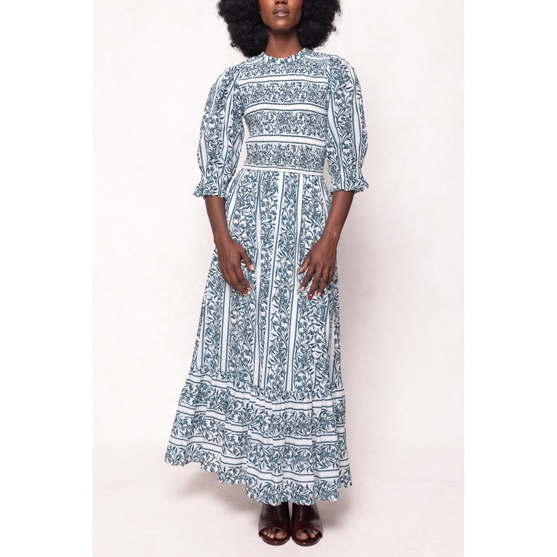 Danielle Dress in Blue Linear Print XX Small