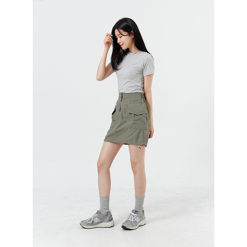 Drawstring Cargo Mini Skirt OM317 Beige S/M