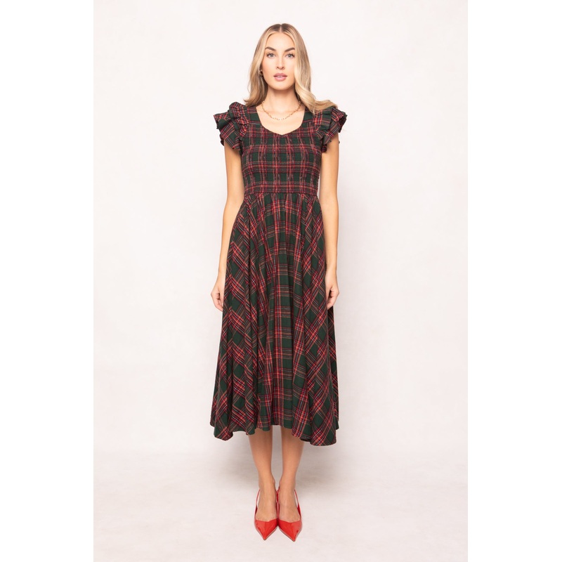 Hattie Dress in Evergreen Plaid XX Small