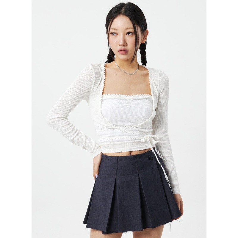 Lace Top And Cardigan Set CM324 Light beige S/M