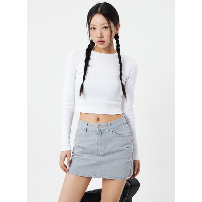 Long Sleeve Cropped Top CM324 White S/M