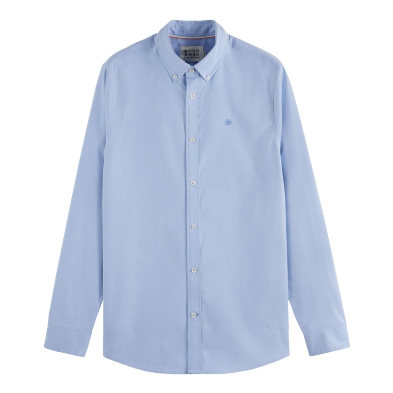 Scotch & Soda Regular Fit Solid Oxford Shirt Blue Bonnet Medium