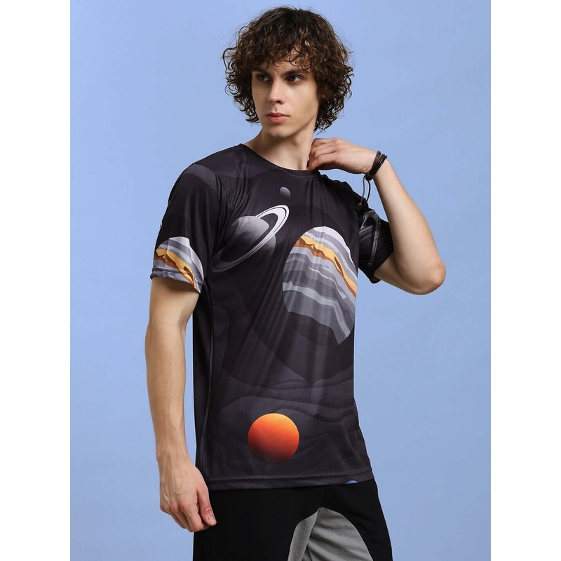 SPACE FANTASY PRINTED T-SHIRT BLACK XS