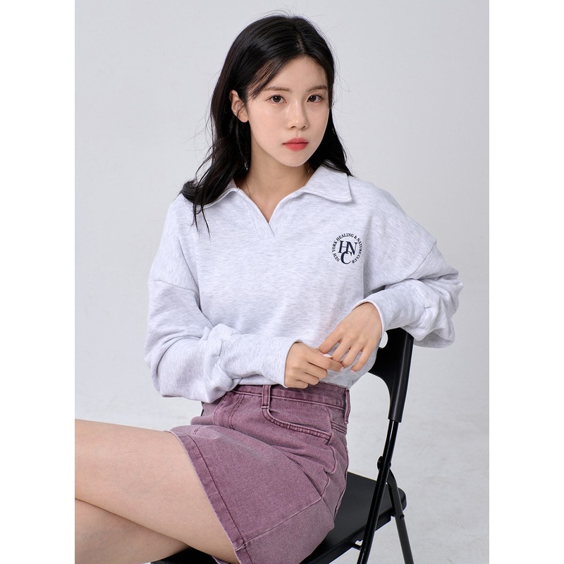 V-Neck Sweatshirt OM329 Light gray S/M