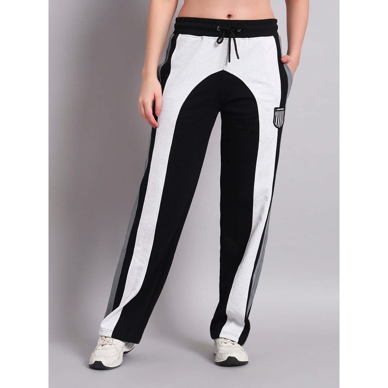 WOMENS JAMISON COLOR BLOCK JOGGERS BLACK MELANGE-GREY XS