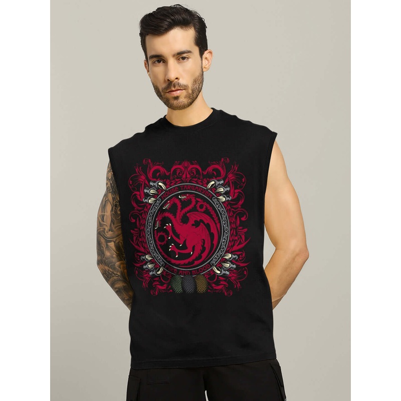 HOUSE OF DRAGON PRINTED GYM T-SHIRT BLACK XS