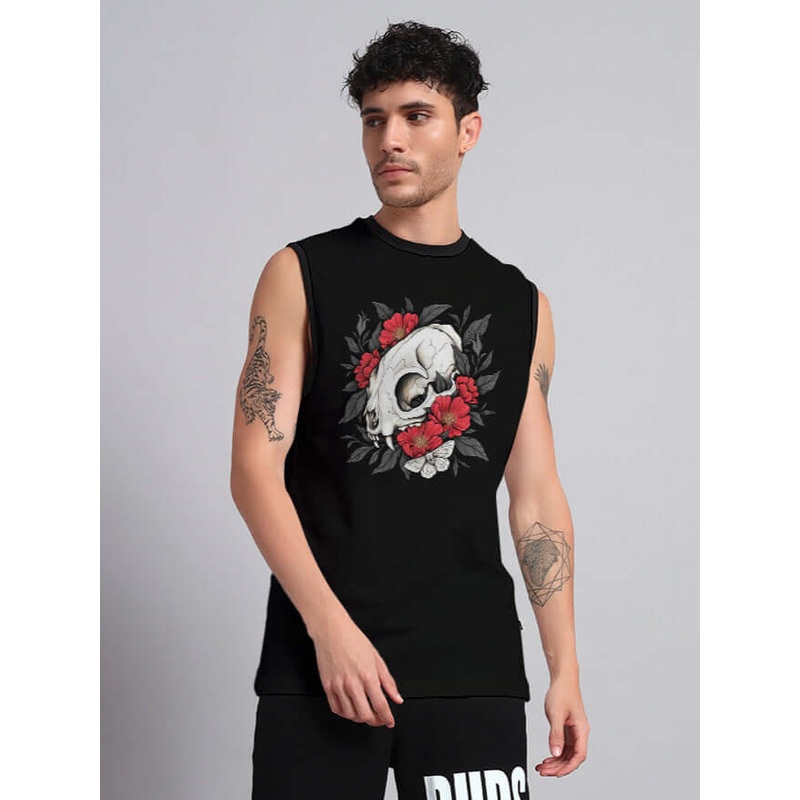 PEONIES SKULL REGULAR FIT T-SHIRT BLACK XS