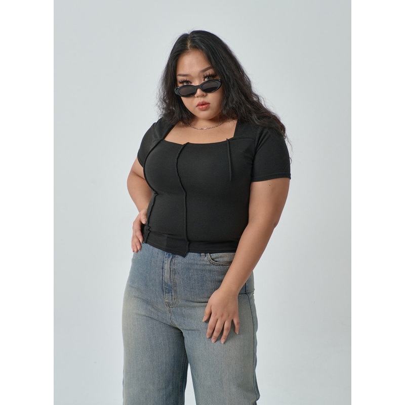 Plus Square Neck Crop T-Shirt IF317 White L