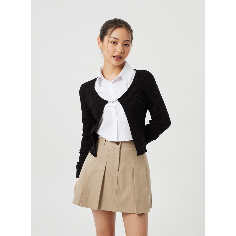 Ribbed Knit Cardigan CM303 White S/M