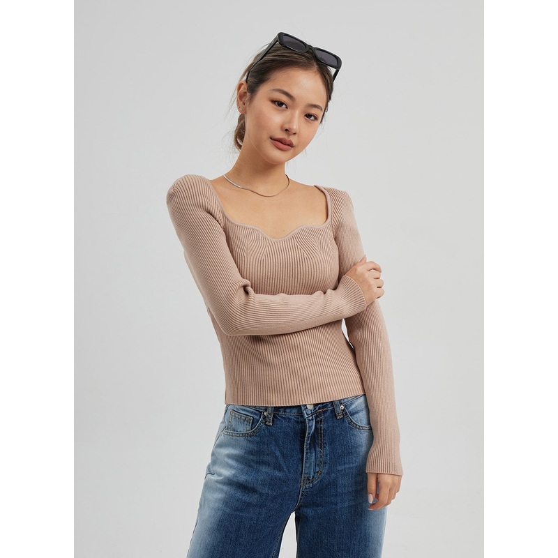 Ribbed Knit Top CF313 White S/M