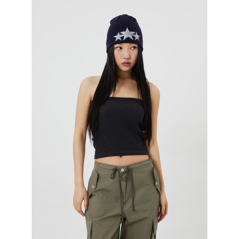 Ribbed Knit Tube Top CF323 Black S/M